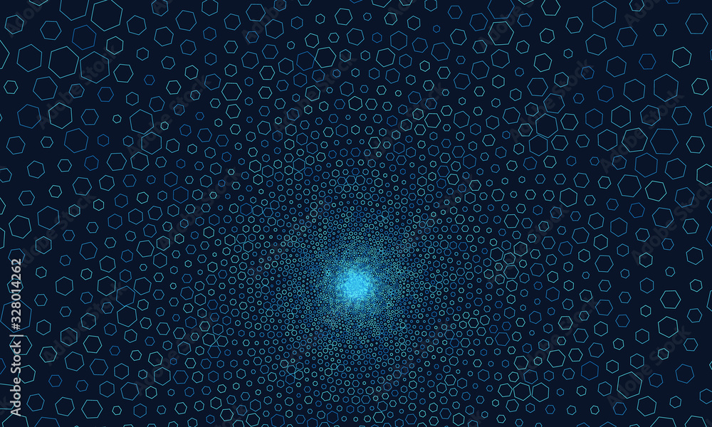 Aufkleber abstract hexagons pattern. blue color background like universe effect.