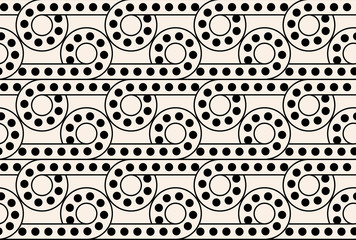 Seamless monochrome geometric pattern. Abstract circle background with dots.