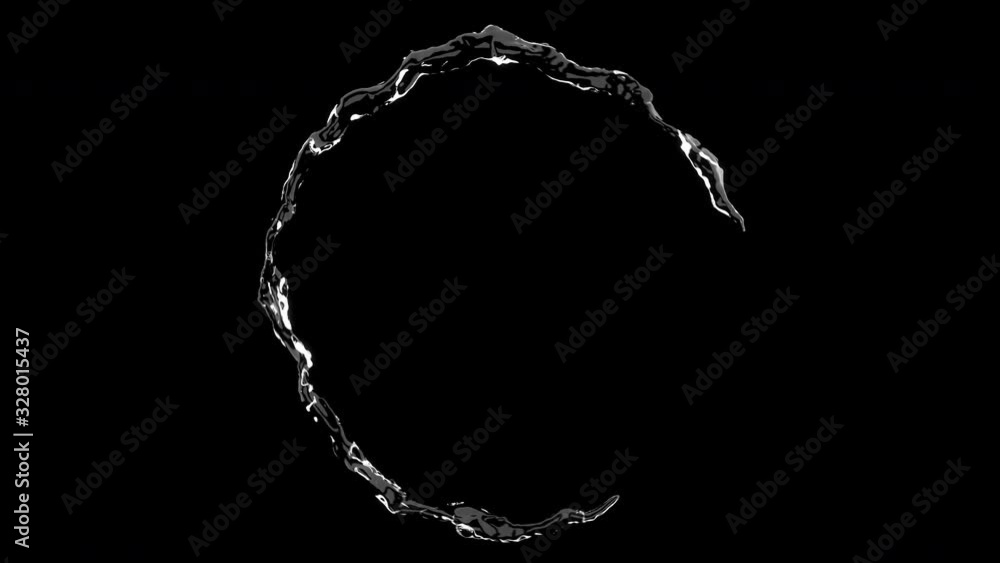Poster 4k slow motion liquid splash water movement to circle shape. 3d animation include alpha element.