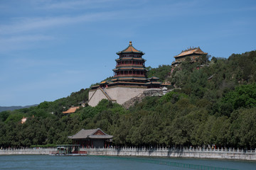 Summer Place and temple Beijing across from lake