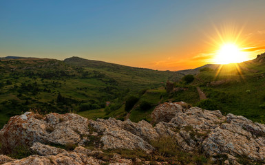 Tower in Lloret de Mar at sunset, Costa Brava