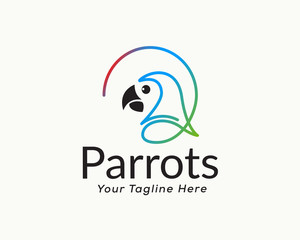 Single line art head parrot logo design inspiration © ShiipArts