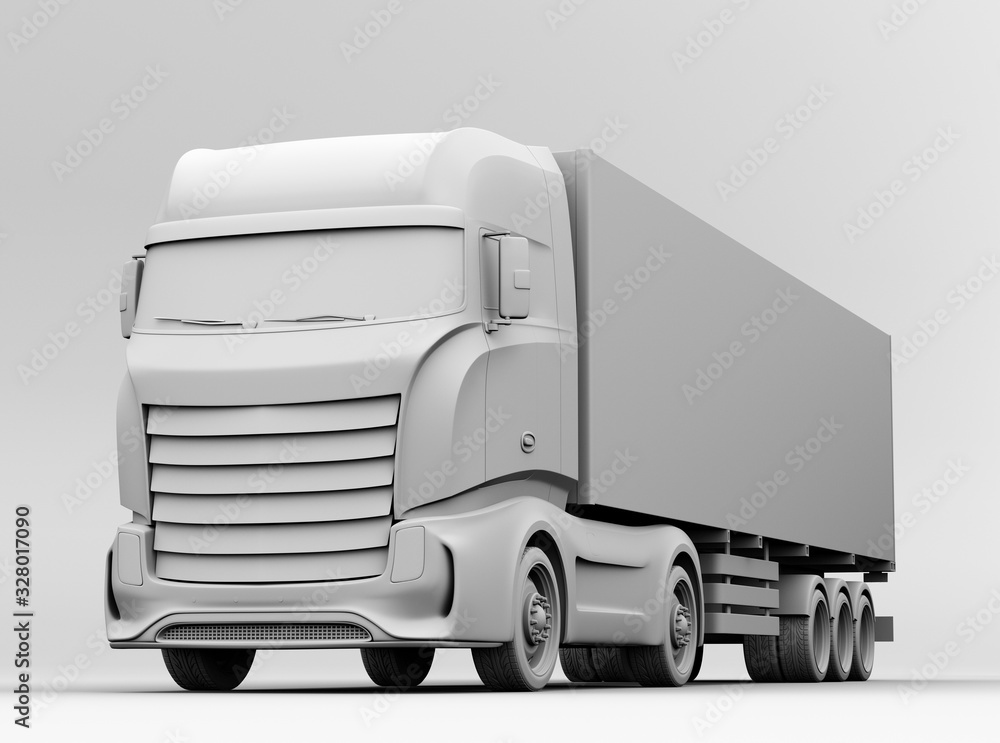 Aufkleber clay rendering of generic design heavy electric truck. 3d rendering image.