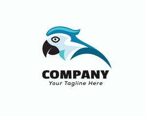 Blue head parrot art logo design inspiration