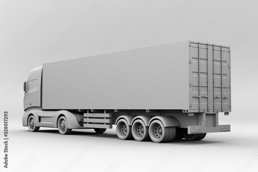 Aufkleber clay rendering of generic design heavy electric truck. 3d rendering image.