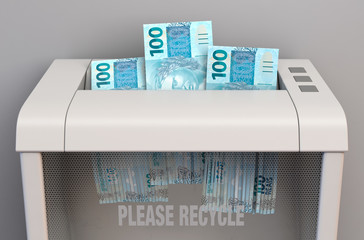 Real Banknotes In Shredder