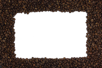 A frame made from dark roasted coffee beans. Add your text in here.