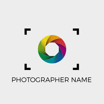 Vector logo photographer, colorful diaphragm of the lens.