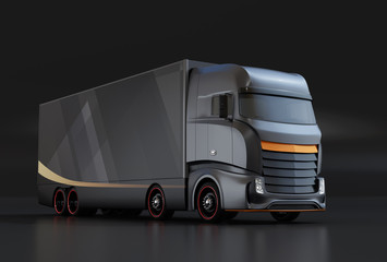 Generic design Heavy Electric Truck on black background. 3D rendering image. 