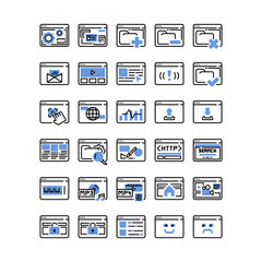 Interface Browser Website vector icon set, vector and illustration