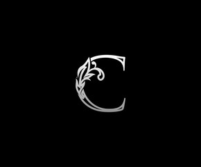 Initial C letter silver luxury beauty flourishes vintage monogram logo perfect for boutique, wedding invitation, restaurant,hotel.