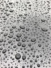 water drops on a metal surface