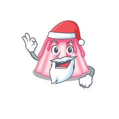 Strawberry jelly in Santa cartoon character style with ok finger