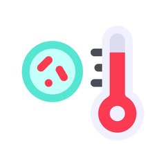 virus transmission related thermometer or cold tam-preacher with virus vector in flat design,