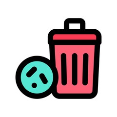 virus transmission related dustbin or trash basket with bacteria vector with editable stroke,