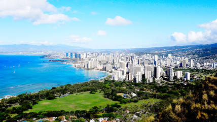 Beautiful Honolulu Cityscape, View from Diamond Head, Hawaii