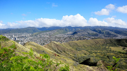 Fototapeta na wymiar Beautiful Honolulu Cityscape, View from Diamond Head, Hawaii
