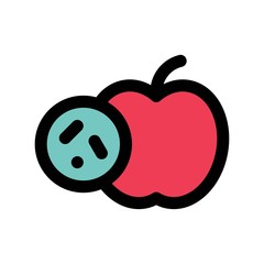 virus transmission related apple with bacteria vector with editable stroke,