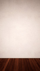 Concept or conceptual vintage or grungy brown background of natural wood or wooden old texture floor and concrete wall for contrast. A 3d illustration metaphor for time, material, solitude or rust