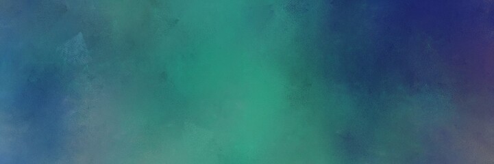 teal blue, midnight blue and blue chill colored vintage abstract painted background with space for text or image. can be used as horizontal background graphic