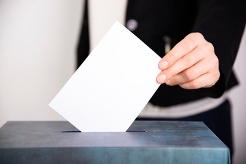 Woman votes on election day.