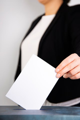 Woman votes on election day.