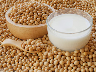 soy milk on the sack background