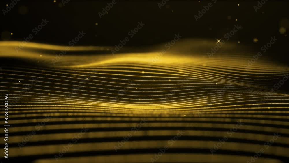 Poster light gold wave beautiful particle background business corporate digital wave shiny golden surface