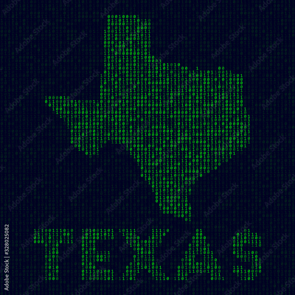 Poster digital texas logo. us state symbol in hacker style. binary code map of texas with us state name. am