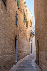 Narrow streets in Mdina also known by its title 