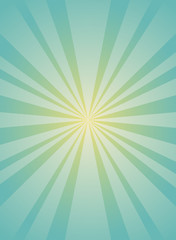 Sunlight rays background. powder turquoise color burst background.