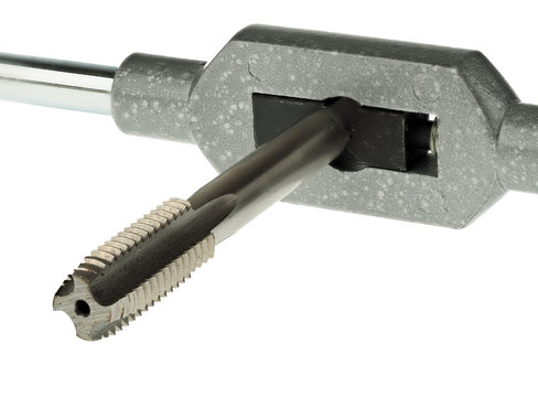 Tap used for cutting or forming threads, with its holding tool