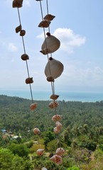 Lantern handmade from shells at a bar, Thailand