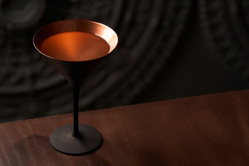 Cosmopolitan cocktail, close-up. Classic cocktail glass