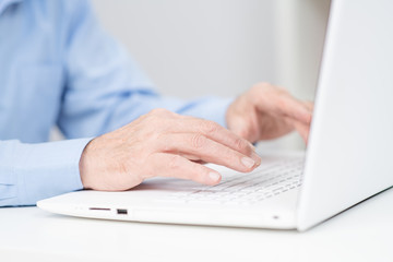 Adult businesswoman working at home using computer, studying business ideas on a pc screen on-line.