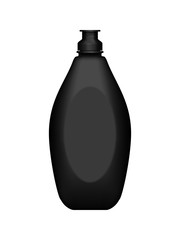 Realistic 3d black detergent bottle mockup isolated on white background