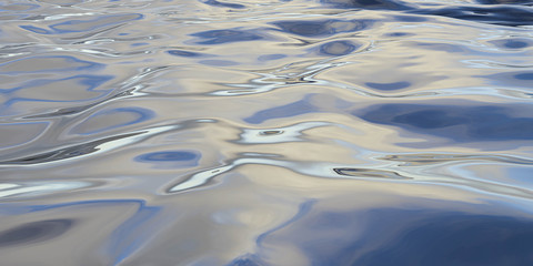 abstract blue water fluid shiny metallic mirror surface 3d render illustration background