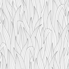 Line art grass seamless pattern. Two color vector graphic.