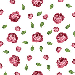 beautiful roses flower pattern on white background
