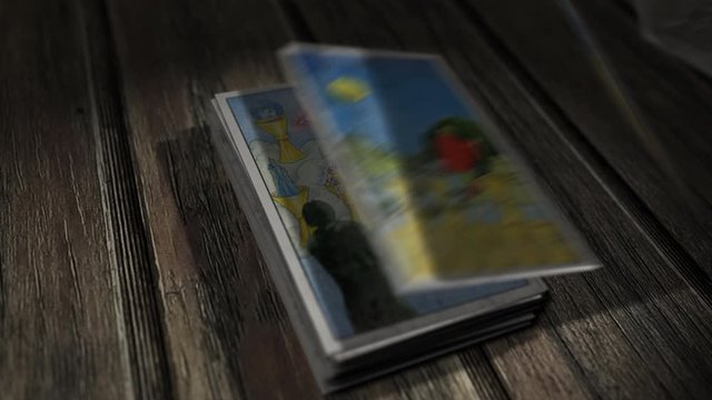 Mysterious Way of Divination on Taro Cards. Halloween Evening. The Fool Card is a Fate Means to Be a Traveler or an Ordinary Man, Everyman