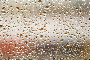 my window covered in raindrops in Marbella, Spain 