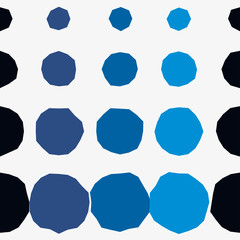 Uneven circles. Polka dots ornament. Seamless pattern. Vector illustration for web design or print.