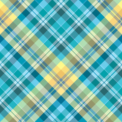 Seamless pattern in fine cozy blue, yellow and green colors for plaid, fabric, textile, clothes, tablecloth and other things. Vector image. 2