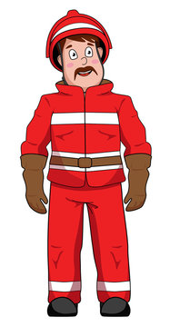 Firefighter in protective suit without background