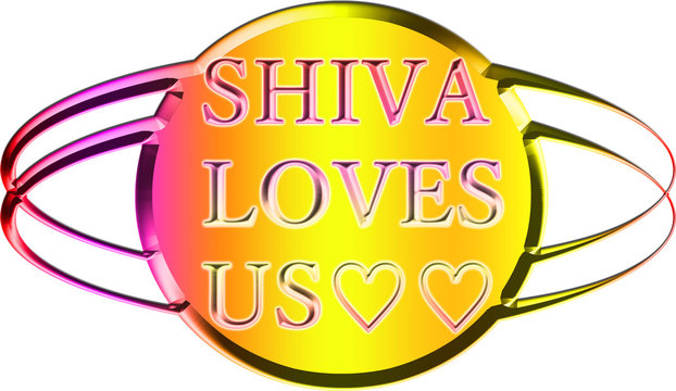 It is an image stating that Shiva loves us. Illustration with a clean background like glass.