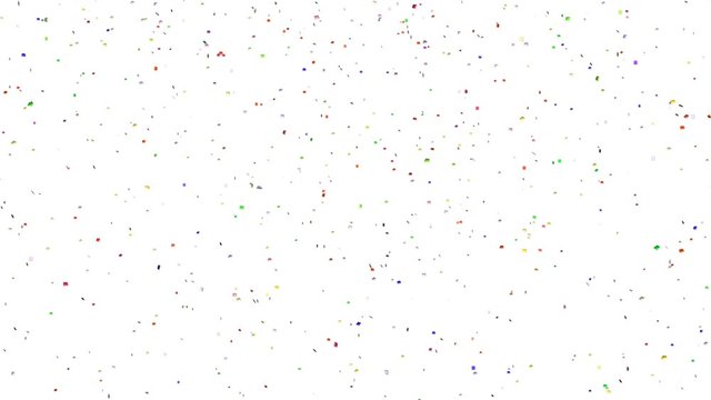 Colorful confetti falling, on white