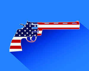 Military weapon with America flag pattern. vector drawing