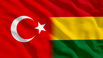Waving Turkey and Bolivia Flags
