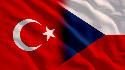 Waving Turkey and Czech Republic Flags