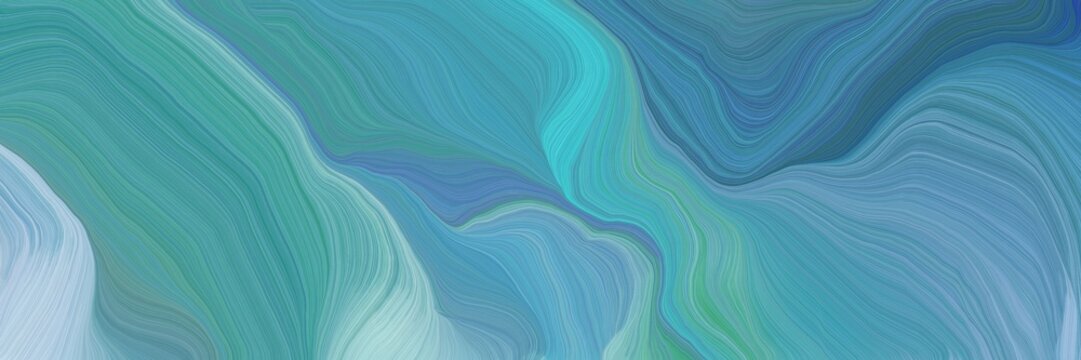 futuristic banner background with cadet blue, light steel blue and teal blue color. abstract waves design © Eigens